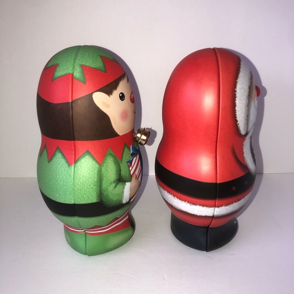 Elf Santa Christmas tin containers decorations - Picture 2 of 6